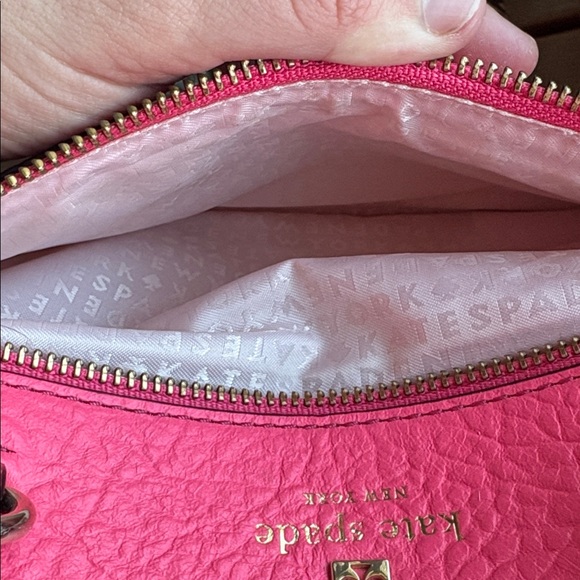 Kate Spade Pink Pebbled Leather Satchel Crossbody Gold Hardware - Picture 6 of 14